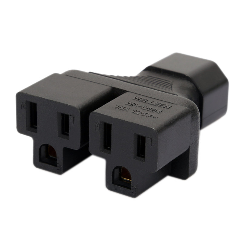 IEC 320 C14 to 2 X Nema 5-15R AC adapter, C14 to 2x US female adapter PA-0124 
