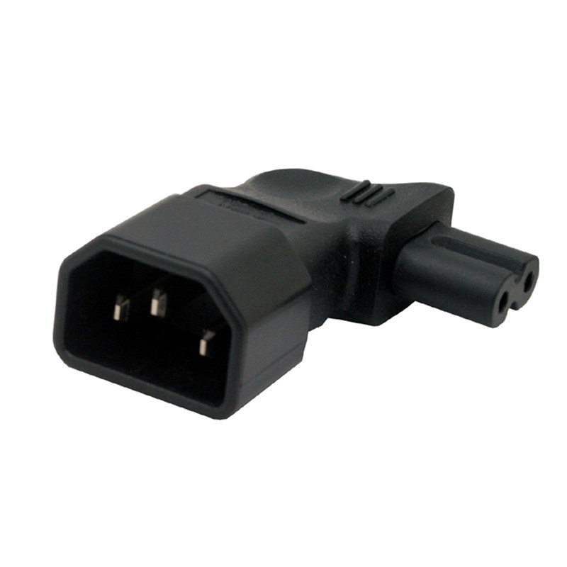 IEC 320 C14 male to IEC C7 vertical left right angle power adapter PA-0148