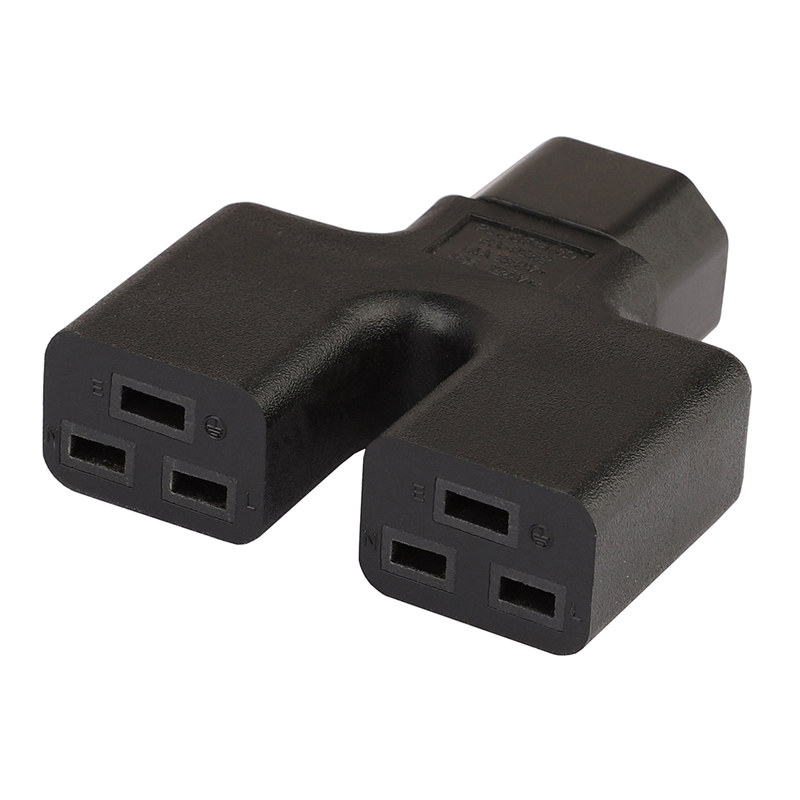 Plugrand IEC 320 C14 Male to Dual 2*C19 Female Power Adapter, IEC 3Prong Male 10A to 16A 20A Y Power Adapter, IEC Male to 16A 20A UPS PDU Power Adapter PA-0252