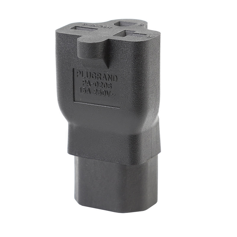 Plugrand (PA-0208) IEC 320 C14 Male Plug to Nema 6-15R/20R Comb AC Power Adapter,[15A/250V] C14 15Amp to T Blade 20Amp 250V AC Connector