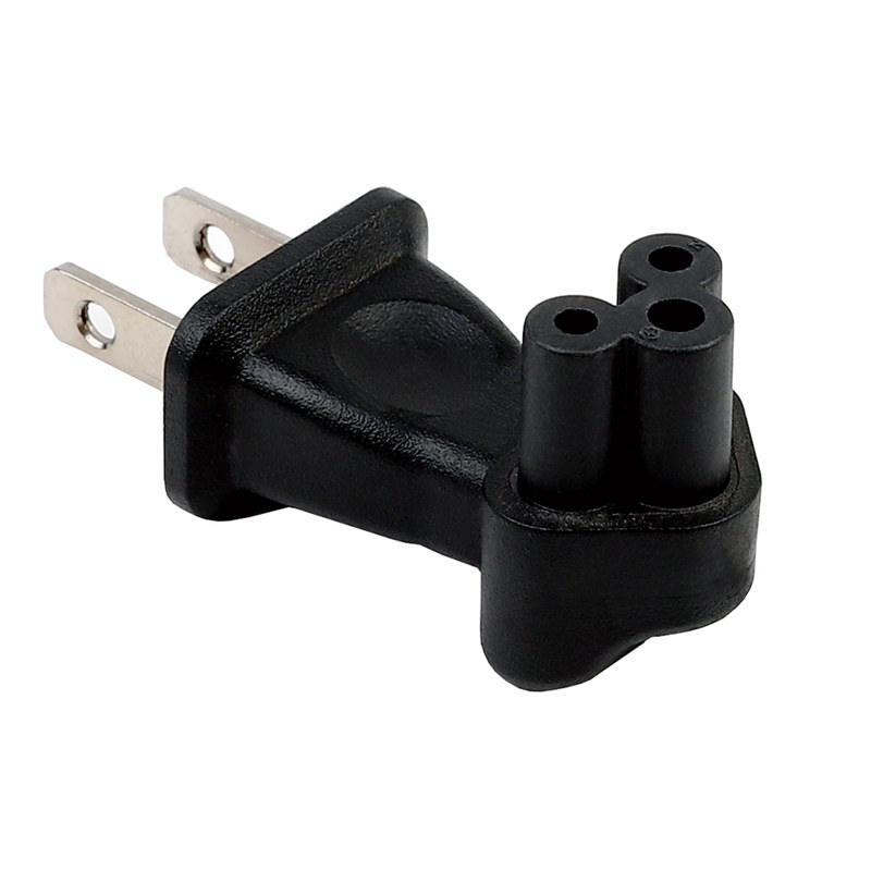Plugrand PA-0245 USA 2 Pin Male Nema 1-15P to IEC 320 C5 Right Angle AC Adpater